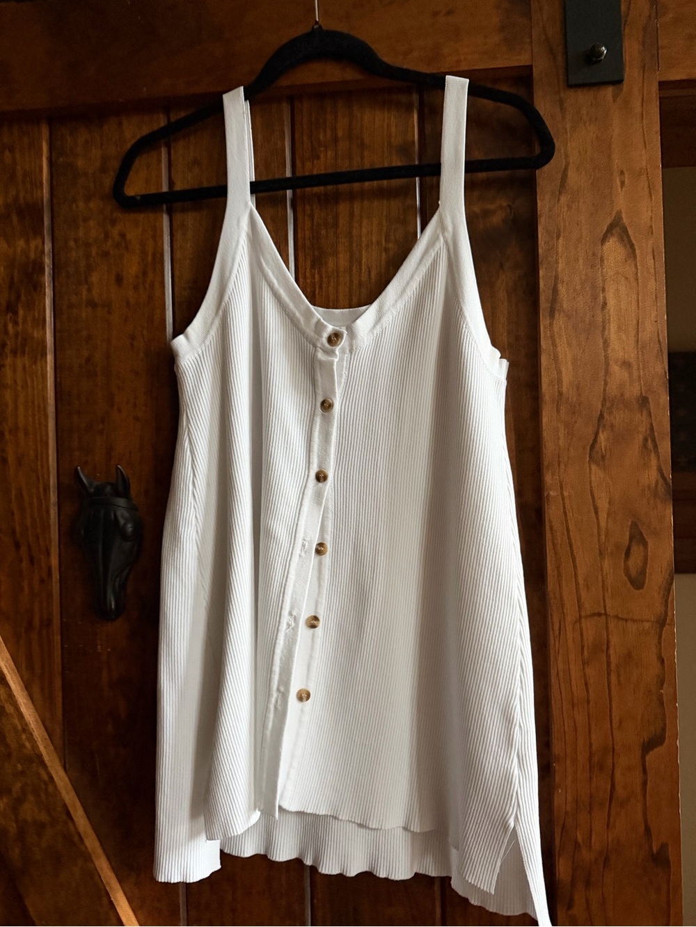 Minimalist White Ribbed Button-Front maternity Camisole